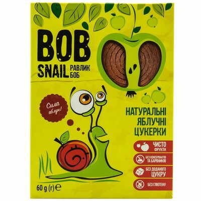 Цукерки Bob Snail Равлик Боб натуральні яблучні 60 г