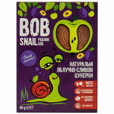 Конфеты Bob Snail Улитка Боб натуральные яблочно-сливовые 60г