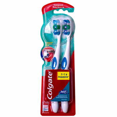 Зубная щетка Colgate Clean 360 средней жесткости 1 + 1 шт.