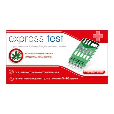 Тест для визначення наркотиків у сечі Express test Мультипанель-5 1 шт.