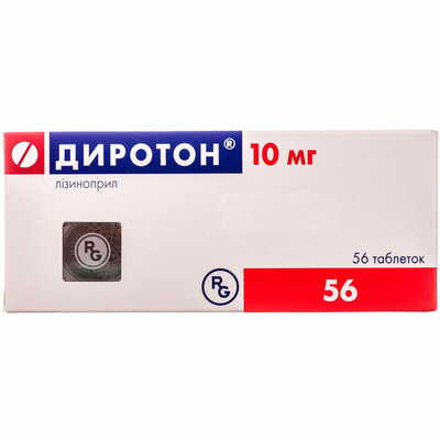 Диротон таблетки по 10 мг №56 (4 блістери х 14 таблеток)