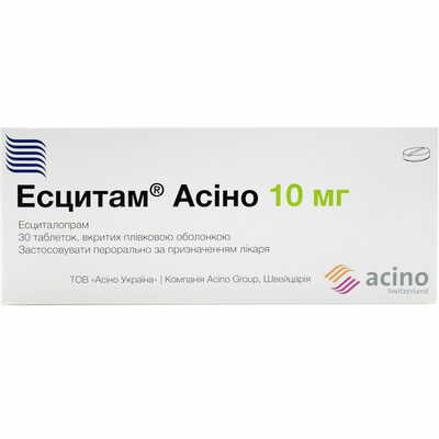 Эсцитам Асино таблетки по 10 мг №30 (3 блистера х 10 таблеток)