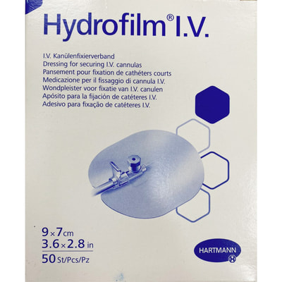 Пластир медичний Hydrofilm I.V. для фіксації канюль стерильний 9 см х 7 см 50 шт.