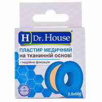 Пластир медичний Dr. House на тканинній основі 2,5 см х 500 см 1 шт.