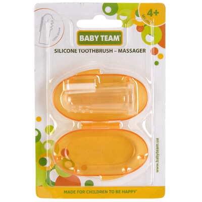 Зубная щетка-массажер детская Baby Team 7200 силиконовая с контейнером с 4 месяцев