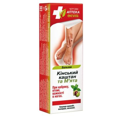 Бальзам для тіла Біокон Чергова аптека Еколла Кінський каштан та м'ята 50 г