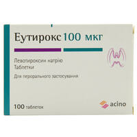 Эутирокс таблетки по 100 мкг №100 (4 блистера х 25 таблеток)