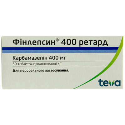 Фінлепсин 400 ретард таблетки по 400 мг №50 (5 блістерів х 10 таблеток)