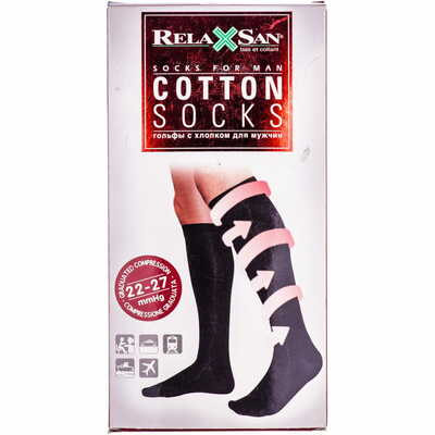 Гольфи компресійні Relaxsan Cotton Socks 920 280 den 22-27 мм рт. ст. чоловічі бавовна розмір 2 чорні