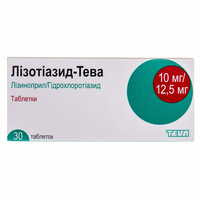 Лізотіазид-Тева таблетки 10 мг / 12,5 мг №30 (3 блістери х 10 таблеток)