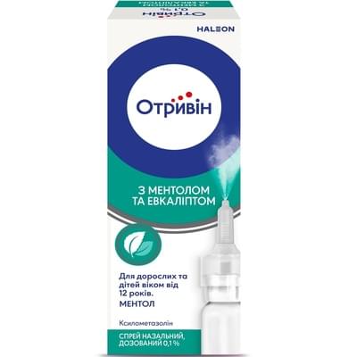 Отривін з ментолом та евкаліптом спрей назал. 0,1% по 10 мл (флакон)