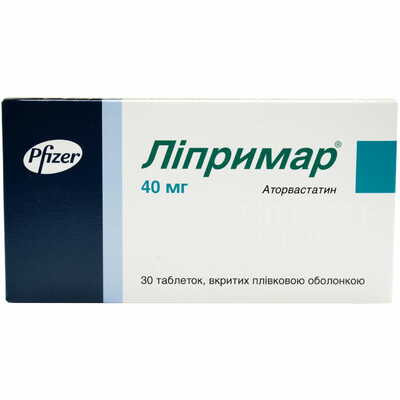 Ліпримар таблетки по 40 мг №30 (3 блістери х 10 таблеток)