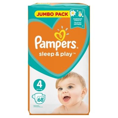 Подгузники Pampers Sleep & Play Maxi размер 4, 9-14 кг, 68 шт.