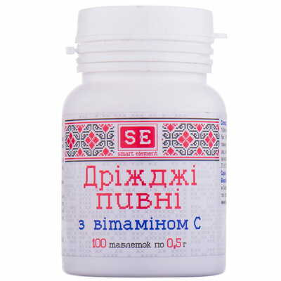 Дріжджі пивні з вітаміном С Фармаком таблетки по 0,5 г №100 (флакон)
