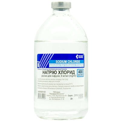 Натрію хлорид Новофарм-Біосинтез розчин д/інф. 0,9% по 400 мл (пляшка)