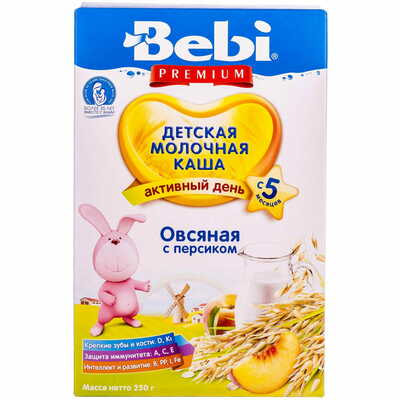 Каша молочна Kolinska Bebi Premium Вівсяна з персиком з 5-ти місяців 250 г
