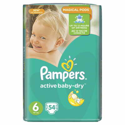 Підгузки Pampers Active Baby-Dry розмір 6, 15+ кг, 54 шт.