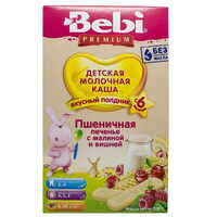 Каша молочная Kolinska Bebi Premium Пшеничная Печенье с малиной и вишней для полдника с 6-ти месяцев 200 г
