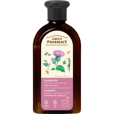 Шампунь Зеленая Аптека Лопух большой и протеины пшеницы против выпадения волос 350 мл