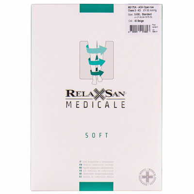 Чулки Relaxsan Medical Soft 23-32 мм рт. ст. с открытым носком размер 5 бежевые