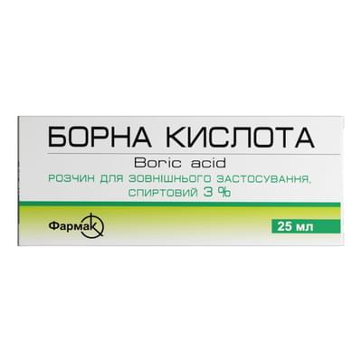 Борная кислота Фармак раствор д/наруж. прим. 3% по 25 мл (флакон)