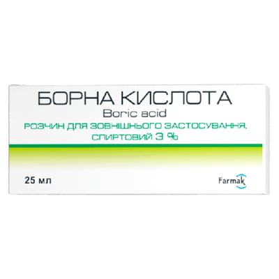 Борная кислота Фармак раствор д/наруж. прим. 3% по 25 мл (флакон)