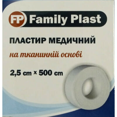 Пластир медичний Family Plast на тканинній основі 2,5 см х 500 см 1 шт.