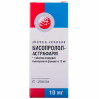 Бісопролол-Астрафарм таблетки по 10 мг №20 (2 блістери х 10 таблеток)