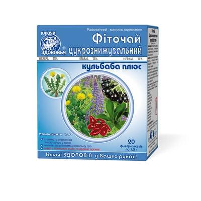 Фиточай Ключи Здоровья Сахароснижающий одуванчик плюс по 1,5 г №20 (фильтр-пакеты)