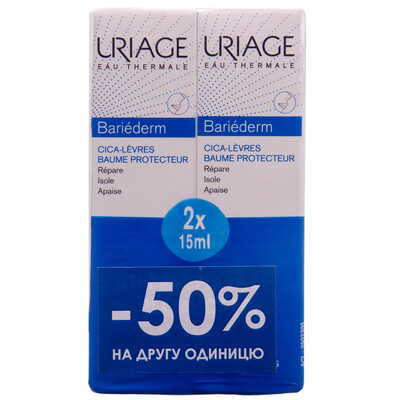 Цика-бальзам для губ Uriage Bariederm відновлюючий 15 мл 2 шт.