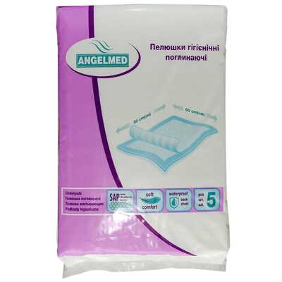 Пеленки гигиенические впитывающие Angelmed 60 см x 90 см 5 шт.