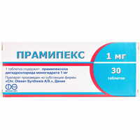 Праміпекс таблетки по 1 мг №30 (3 блістери х 10 таблеток)