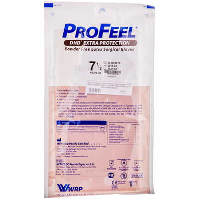 Перчатки хирургические ProFeel DHD Extra Protection с полимерным покрытием латексные стерильные неприпудренные размер 7,5 пара