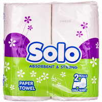 Рушники паперові Solo білі 2 рулони