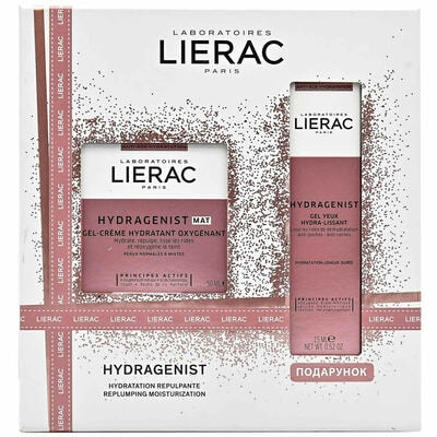 Набор Lierac Hydragenist гель-крем 50 мл + средство для контура глаз 15 мл + косметичка NEW