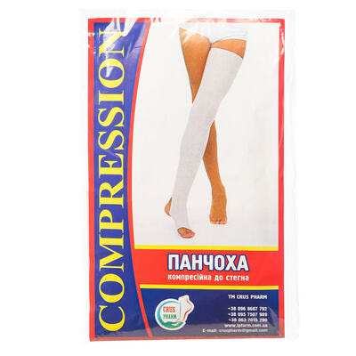 Панчоха компресійна Crus Pharm клас компресії ІІІ зі швом до стегна розмір 6