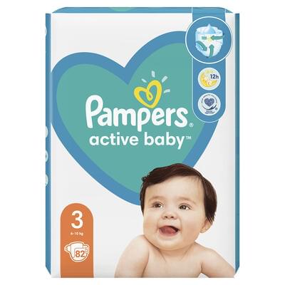 Подгузники Pampers Active Baby размер 3, 6-10 кг, 82 шт.