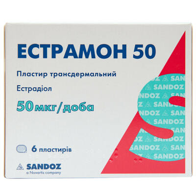 Естрамон 50 трансдермальний пластир 50 мкг/доба №6 (пакет)