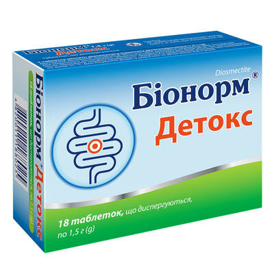 Біонорм Детокс таблетки дисперг. по 1,5 г №18 (3 блістери х 6 таблеток)