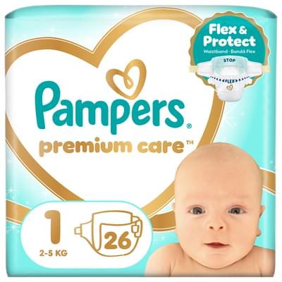 Підгузки Pampers Premium Care Newborn розмір 1, 2-5 кг, 26 шт.