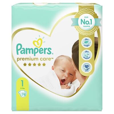 Підгузки Pampers Premium Care Newborn розмір 1, 2-5 кг, 78 шт.