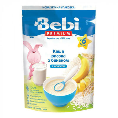 Каша молочная Kolinska Bebi Premium Рисовая с бананом 200 г (пакет)