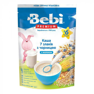 Каша молочна Kolinska Bebi Premium 7 злаків з чорницею з 6-ти місяців 200 г (пакет)
