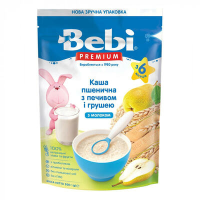 Каша молочна Kolinska Bebi Premium Пшенична з печивом та грушею 200 г (пакет)