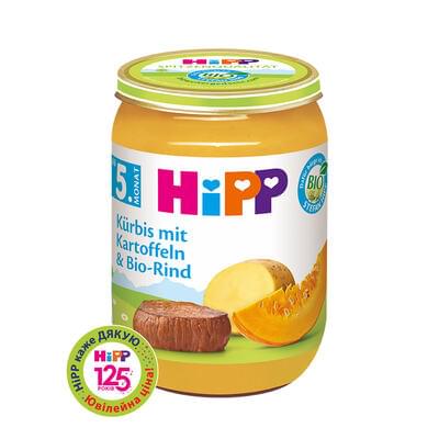 Пюре м`ясо-овочеве Hipp Гарбуз, картопля з телятиною з 5-ти місяців 190 г