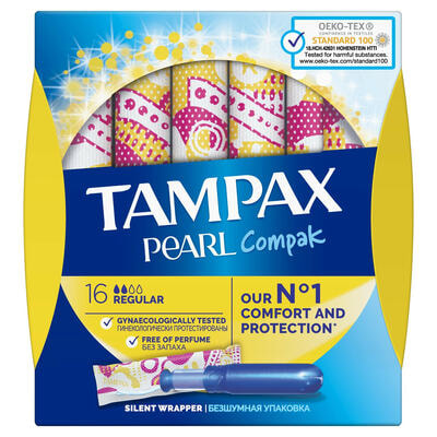 Тампони гігієнічні Tampax Compak Pearl Regular з аплікатором 16 шт.