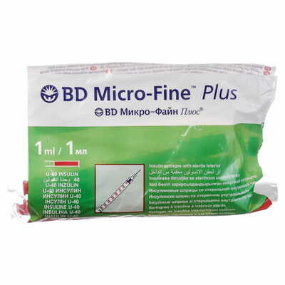 Шприц інсуліновий Bd Micro-Fine Plus U-40 з інтегрованою голкою 30G 1 мл
