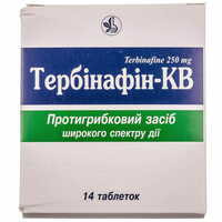 Тербинафин-КВ таблетки по 250 мг №14 (2 блистера х 7 таблеток)
