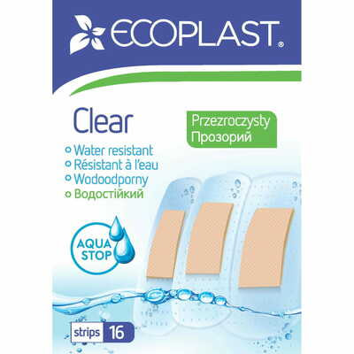 Пластырь медицинский Ecoplast Прозрачный на полимерной основе набор 16 шт.
