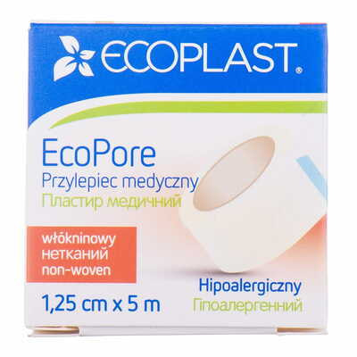 Пластырь медицинский Ecoplast ЭкоПор на нетканой основе гипоаллергенный 1,25 см x 500 см 1 шт.